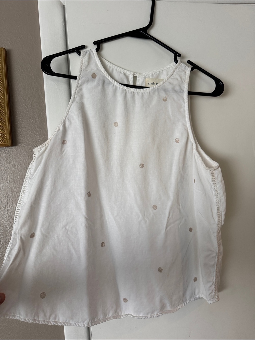 Cloth & Stone White Sleeveless Dot-Print Women's Tank Sz L
